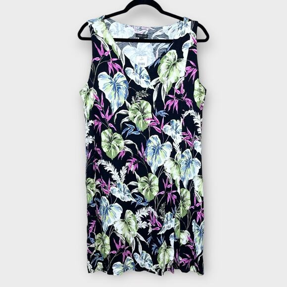 NWT J. JILL Wearable Collection Tropical Floral Tank Knee Length Tank Dress LP - Picture 2 of 7